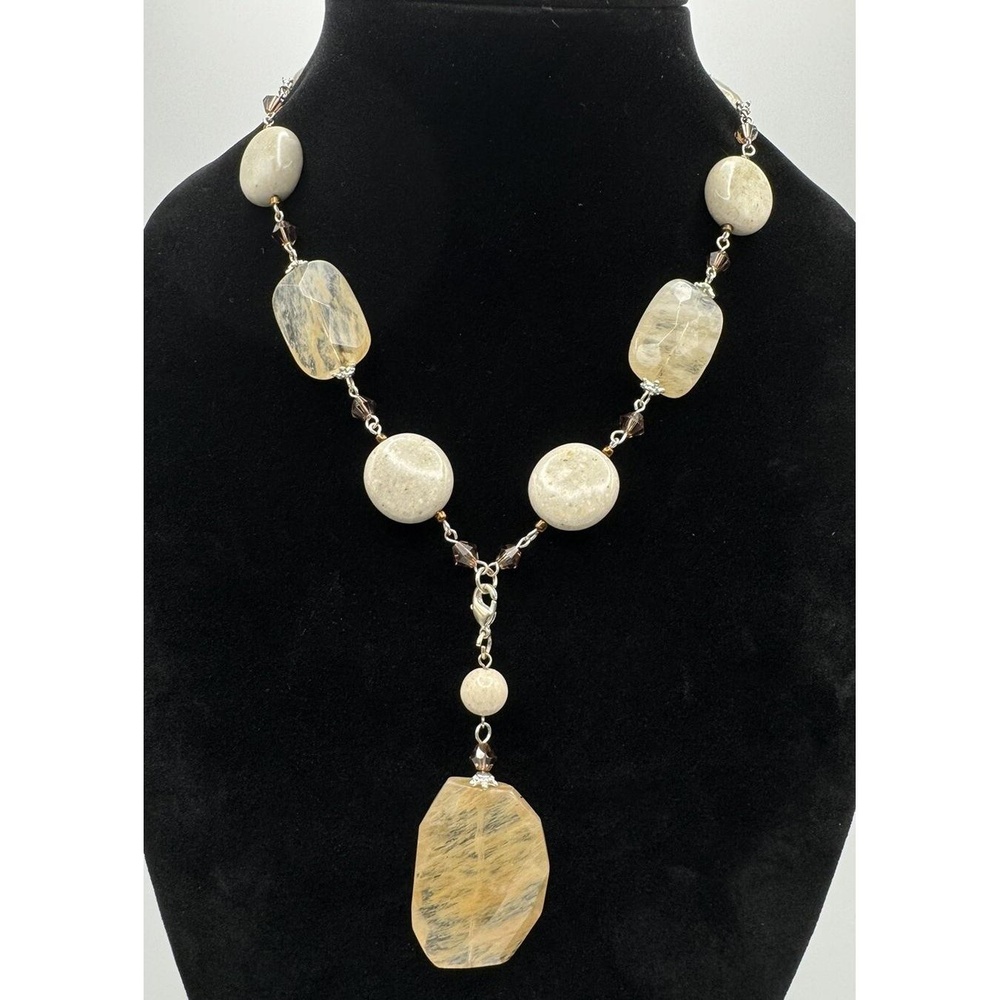 Premier Designs Sand Dune Retired Boho Necklace Natural Stones Removable Pendant